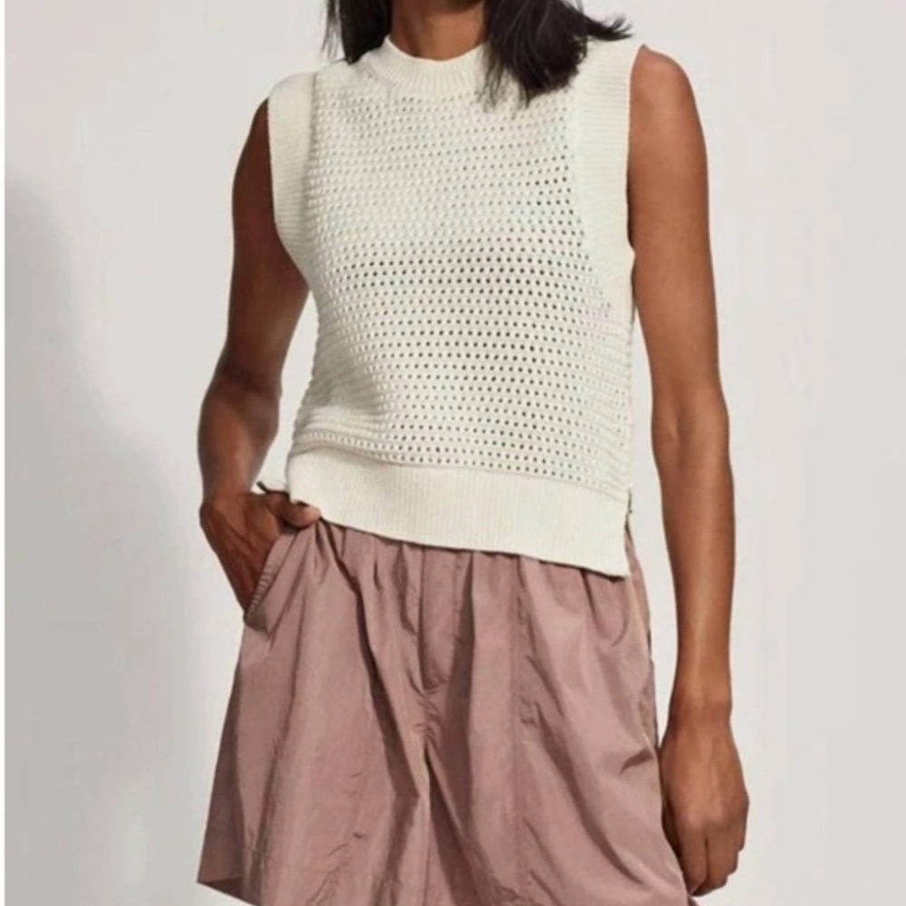 Varley Randal Crop Knit Tank Top Sweater S EUC Coastal Spring Crochet Parisian - Picture 4 of 16
